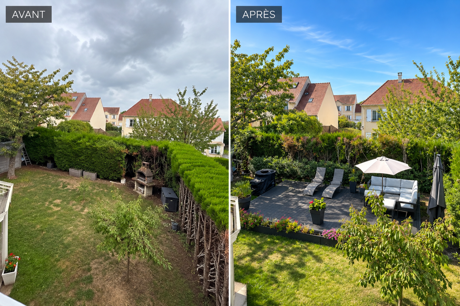 Création terrasse avant/après, Les Clayes-sous-Bois